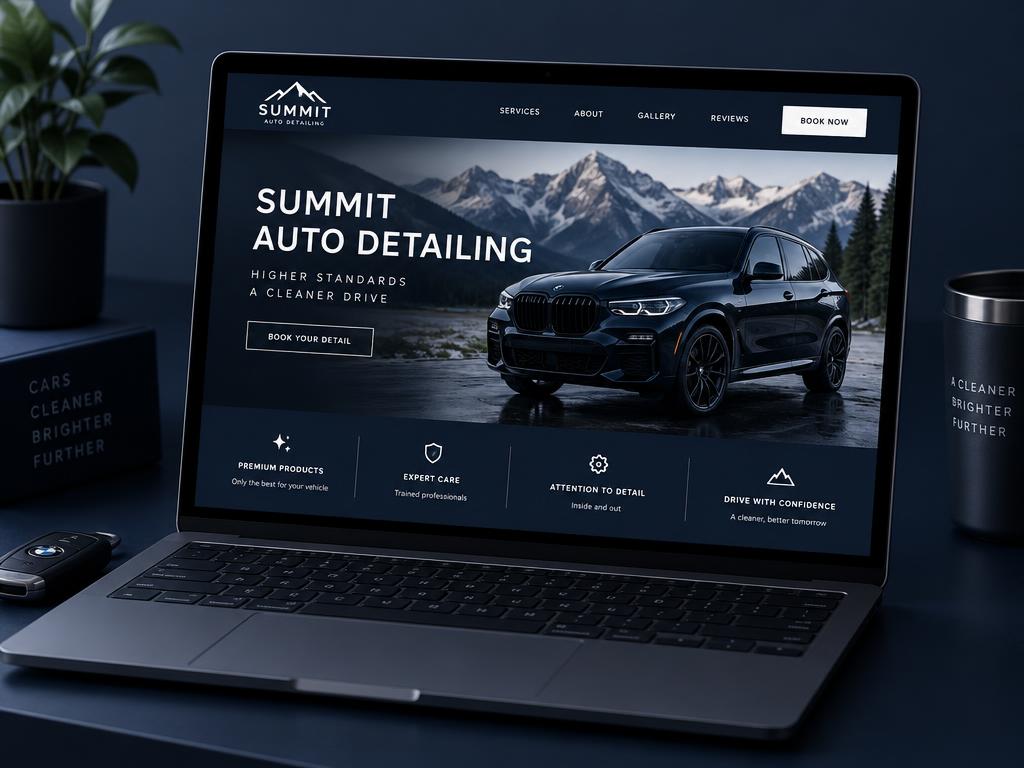 Demonstration project: the Summit Auto Detailing website shown on a laptop